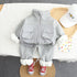 Autumn and winter boys plus velvet sports long sleeve suit two-piece set