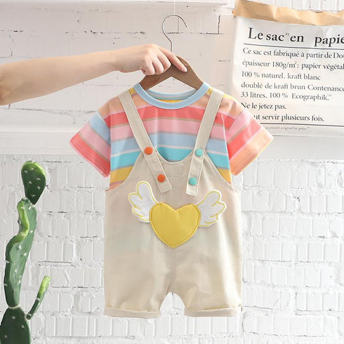 Cute Angel Wing Strap Pants Two Piece Set