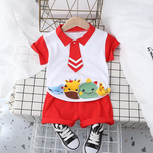Boys summer short sleeve suit two-piece set