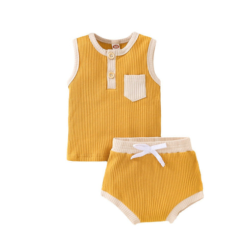 Summer children sleeveless triangle short two-piece set