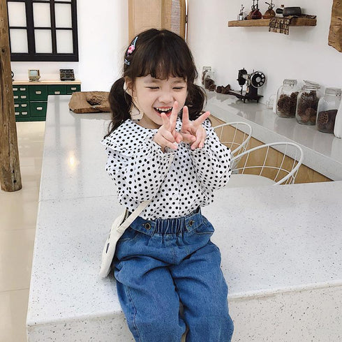 Korean children's shirt spring and autumn long sleeve white jacket