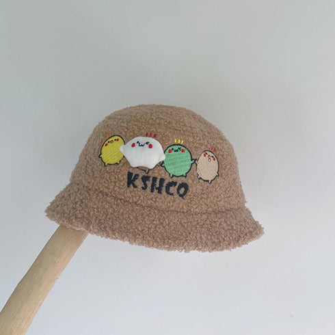 Autumn and winter lamb feather chicken pattern warm fisherman hat 17.7-18.8 inches