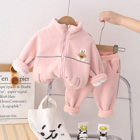 Winter children's long sleeve suit two-piece set