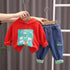 Spring and Autumn Boys Cartoon Long Sleeve Hoodie Two-Piece Set