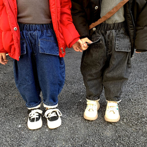 Children's Cashmere Thickened Denim Pants Baby Casual Loose Jeans