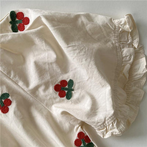 Embroidered Baby Shirt Bubble Sleeve Pullover