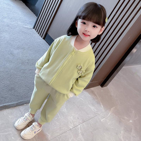 Spring And Autumn Girls Leisure Foreign-style Zipper Set