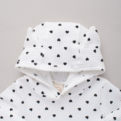 Spring and autumn cotton pit love printing ha coat hat and trousers two-piece set