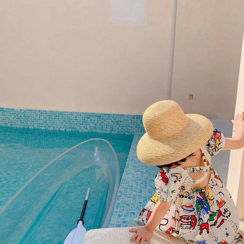 Girl's Summer Backless Graffiti Dress