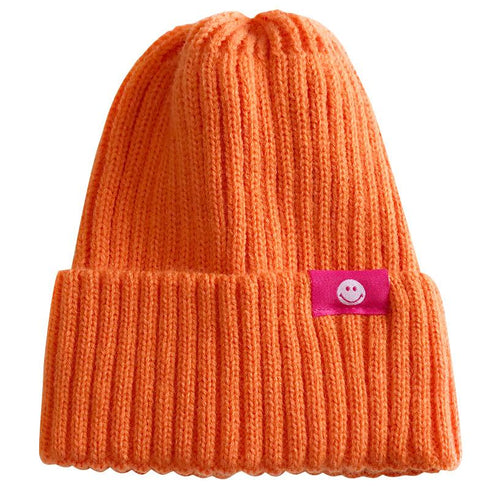Warm knitted smiling face multicolor hat 13.77 inches