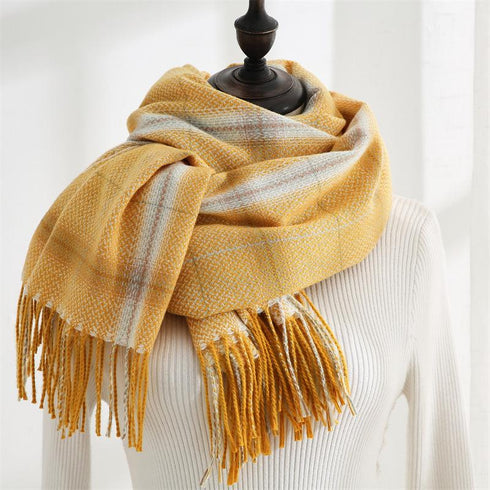 Fashion Plaid Scarf Sweet Cashmere Scarf Thickened Warm Shawl