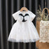 Girl's Love Bow Dress Summer New Girl's Western Style Mesh Princess Dress