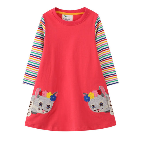 Girls Cartoon Knitted Cotton Dress Autumn New Girls Dress