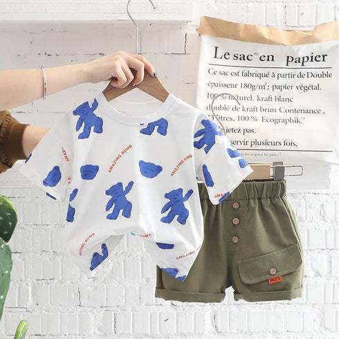 Summer children's clothing jacket shorts two-piece set