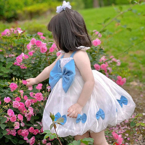 Girl's Bow Strap Dress Summer Girl's Summer Dress Paggy Princess Dress