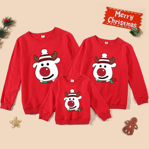 A family of three antlers Christmas snowman coat parent-child series