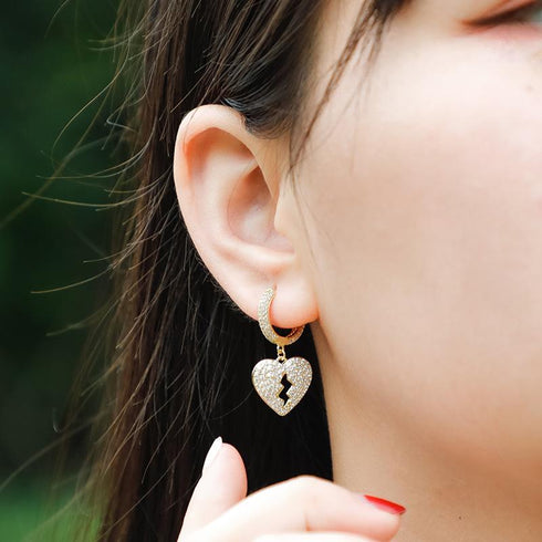 Heartbreak Love Earrings Zircon Hip Hop Simple Women's Earrings Jewelry