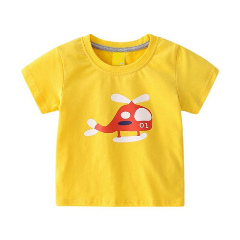 Summer Boys Plane Printed Short Sleeve