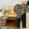 Girls Summer Leopard-Print Short-Sleeve Pants Set