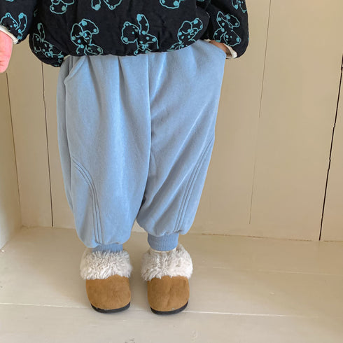 Children's velvet sports pants padded casual pants