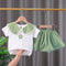 Girls' Flower Short Sleeve Suit Girls' Summer Clothes Shorts Two-piece Set