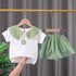 Girls' Flower Short Sleeve Suit Girls' Summer Clothes Shorts Two-piece Set