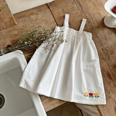 Suspender Dress Embroidered Floret Suspender Skirt