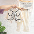 Silk Ribbon Small Fragrance Long Sleeve Set Baby Girl Casual Solid Color Pants Three Piece Set