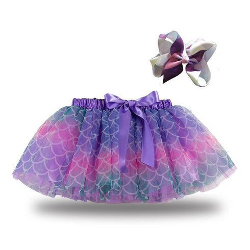 European And American New Style Girls' Skirt With Inner Lining, Bowknot, Hairpin, Mesh And Fluffy Skirt