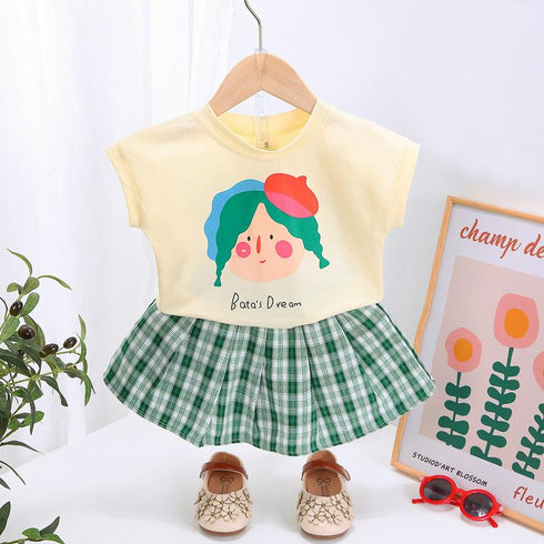 Cute Printed Little Girl Suit