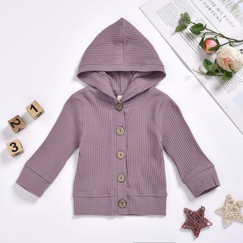 Boys and Girls Cotton Knit Hooded Top