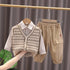 Boys spring and autumn sweater vest shirt three-piece set