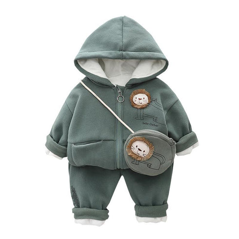 Boys plus velvet hooded suit fall/winter two-piece set