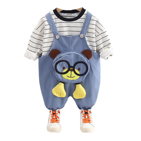 Boys' Spring and Autumn Long Sleeve Straps Set