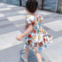Girls' Summer Cartoon Graffiti Bubble Sleeve Princess Skirt