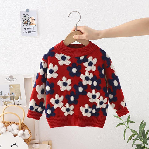 Little Flower Children's Sweater Thickened Long Sleeve Top