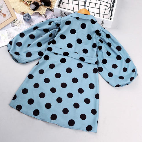 Girls' Coat Dot Long Sleeve Belt Trenchcoat