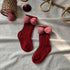 Christmas socks autumn and winter red bow plus velvet padded wool baby socks