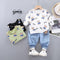 Spring and Autumn Boys Fleece Jeans Set