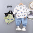 Spring and Autumn Boys Fleece Jeans Set