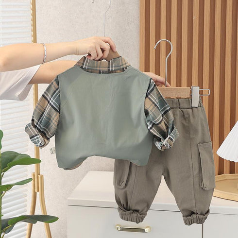 Spring and Autumn Boys Suit Three Pieces