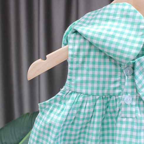 Summer New Girl Doll Collar Short Sleeve Set Baby Girl Fruit Decoration Plaid Two-piece Set