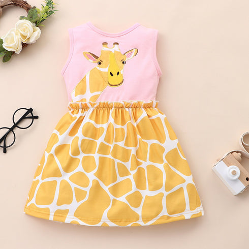 Girl's Sleeveless Giraffe-Print Dress