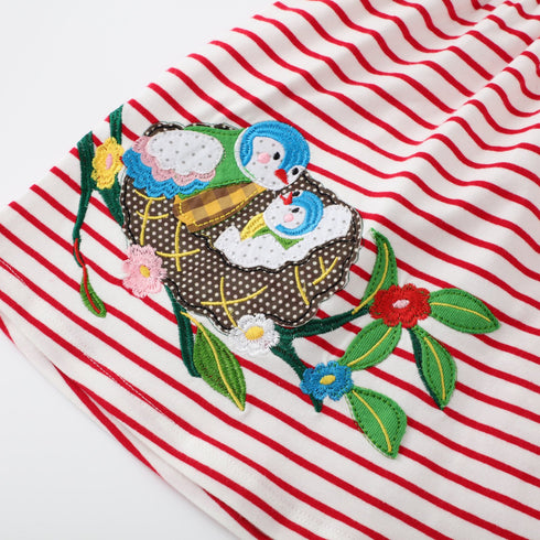 Short Sleeve Knitted Cotton Girl Dress Cartoon Cute Children's Dress