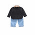 Spring and Autumn Boys Long Sleeve Shirt Two-Piece Set
