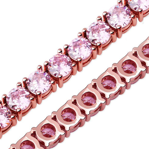 Real Gold Plated Zircon Single Row 4mm Necklace Hip Hop Jewelry