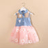 Summer New Girls Denim Gauze Stitching Dress Sleeveless Dress
