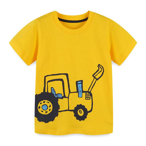 Summer boys excavator printed short sleeves
