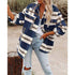 Long-Sleeve Loose Plaid Thickened Wool Jacket