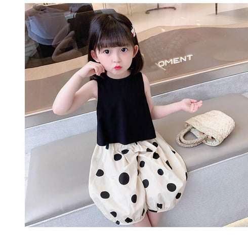 Girls Summer Suit New Baby Sleeveless Top Pants Two-piece Children's Clothing